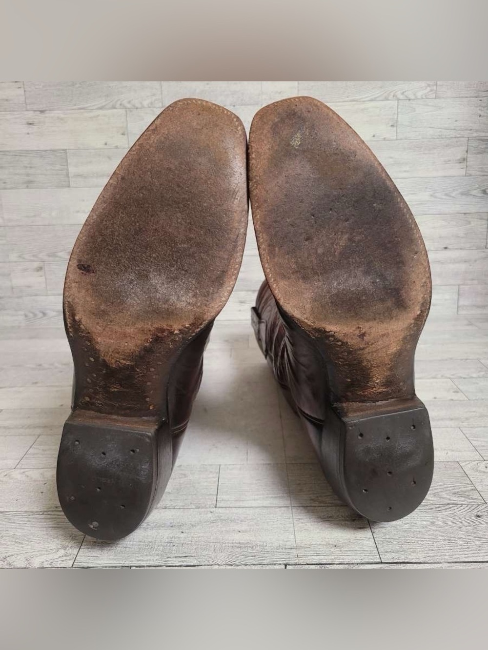 Women’s Lucchese San Antonio 2083 Brown Mohagany Leather Cowboy Boots Size 9B - Picture 9 of 11
